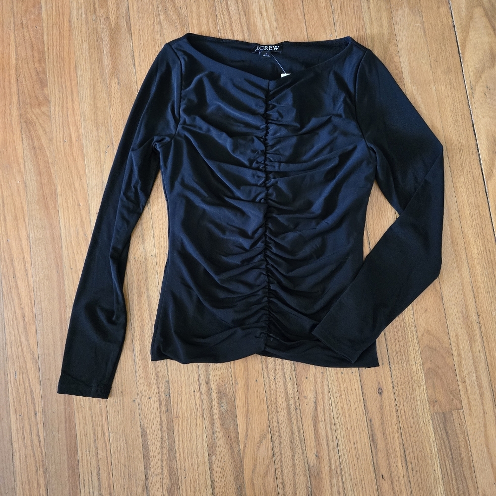 J Crew black ruched shirt